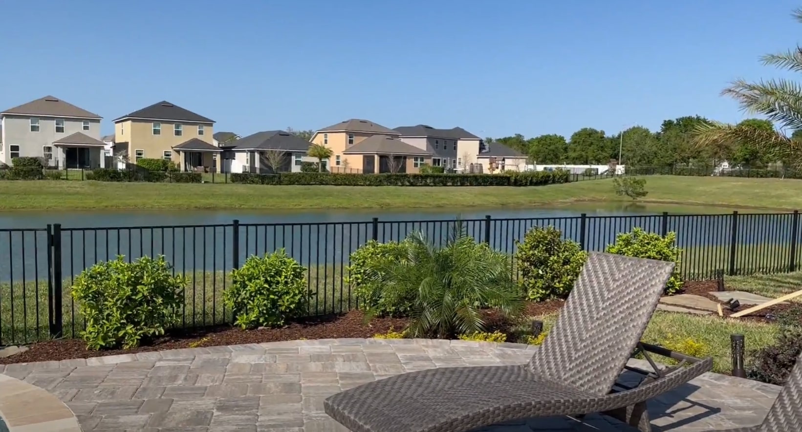 Waterfront landscaping with professional design and outdoor living space